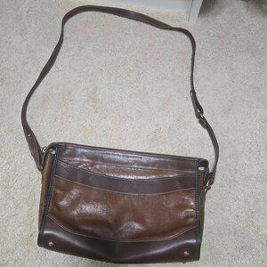 Vintage Brahmin Brown Leather Crossbody Satchel Bag